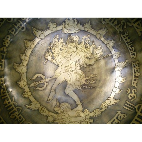 Bol chantant Tibétain 7 métaux gravé 1700grs Shiva Nataraja