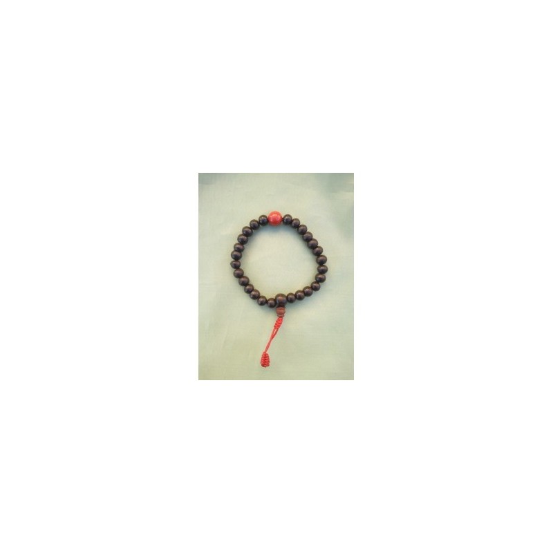 Mala bracelet bois de santal rouge ou rosewood 7mm + corail