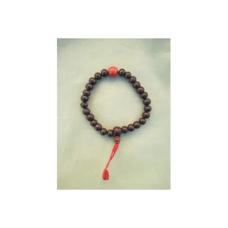 Mala bracelet bois de santal rouge ou rosewood 7mm + corail