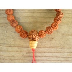 Mala bracelet en Rudraksha 8mm pompom rouge