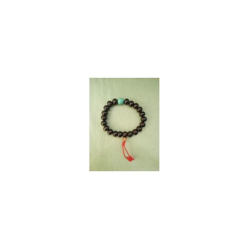 Mala bracelet bois de santal rouge ou rosewood + turquoise 9-10mm