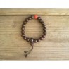 Mala bracelet bois de santal rouge ou rosewood + Corail 9-10mm