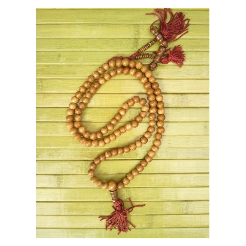 Mala tibétain 8mm en os teinté marron avec compteurs