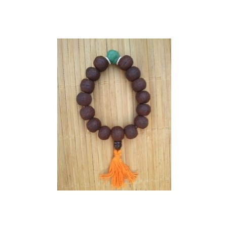 Bracelet Mala tibétain en bois de Bodhi 13mm turquoise