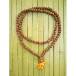 Mala tibétain en RUDRAKSHA 7mm orange simple