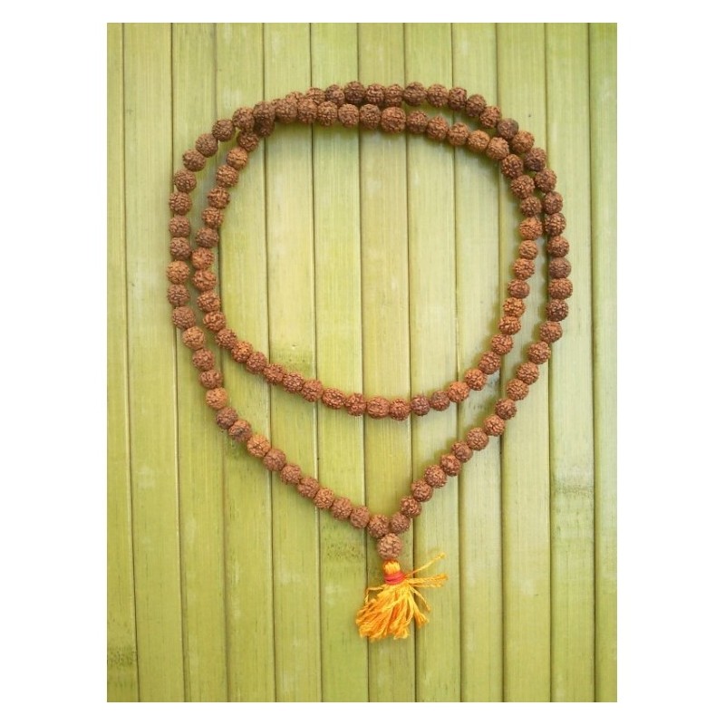 Mala tibétain en RUDRAKSHA 7mm orange simple