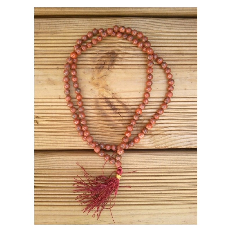 MALA Tibétain en jaspe rouge 6mm