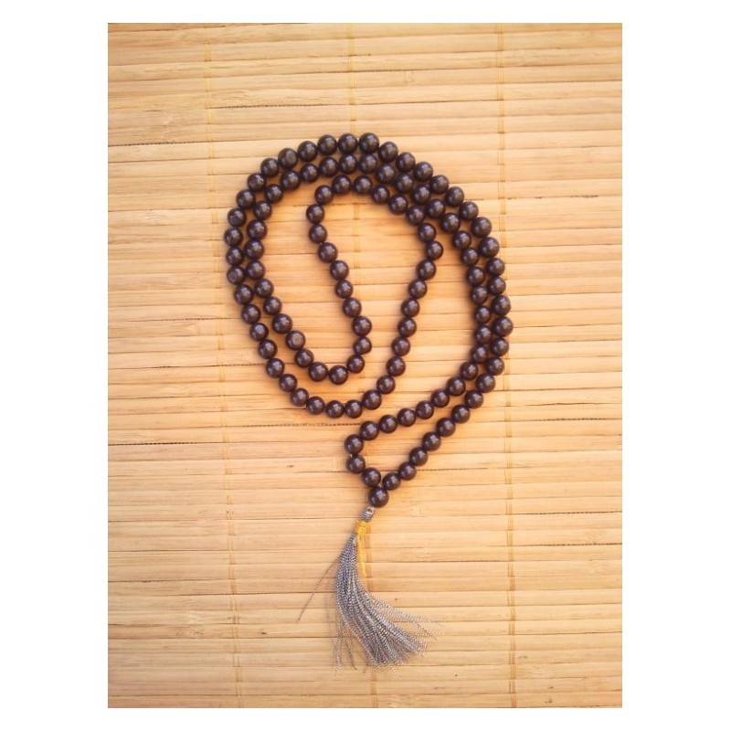 MALA Tibétain en jaspe noir 7-8mm