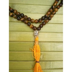 MALA TIBETAIN OEIL DE TIGRE 6.5mm Bouddha