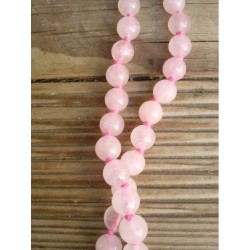 Mala Tibétain en Quartz Rose 6.5mm Noeuds