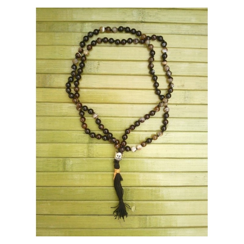 Mala tibétain en Agate foncée 6mm