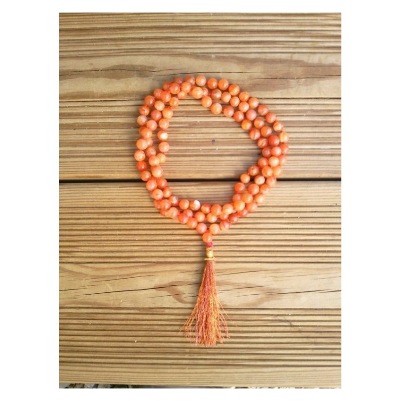 MALA EN CORNALINE 7.5mm avec noeuds