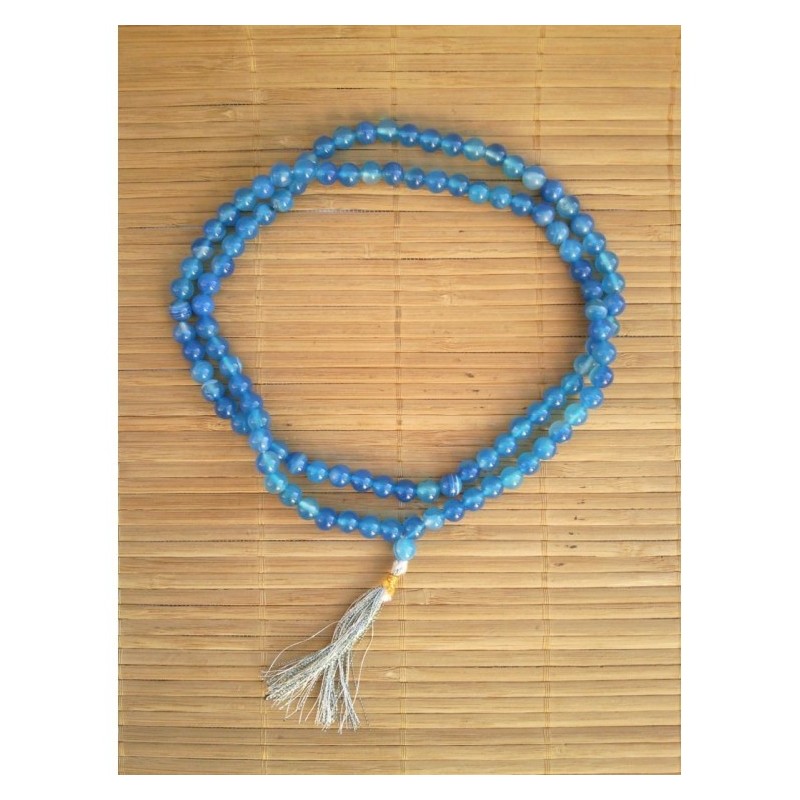 MALA TIBETAIN ONYX BLEUE 8MM