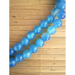 MALA TIBETAIN ONYX BLEUE 8MM