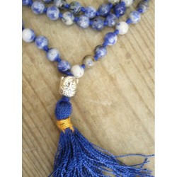 MALA Tibetain en Sodalite avec noeuds 6mm