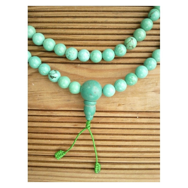 Bracelet Mala Tibétain En Turquoise Naturelle – Pierre Minérale – Escale Sensorielle – Bijou Zen Et Spirituel
