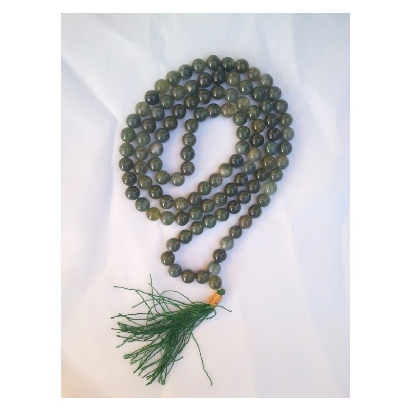 MALA TIBETAIN AGATE VERTE 8MM