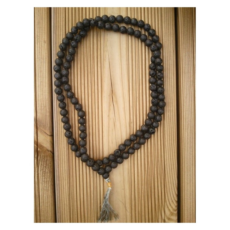 MALA Tibétain en Pierre de Lave 8mm