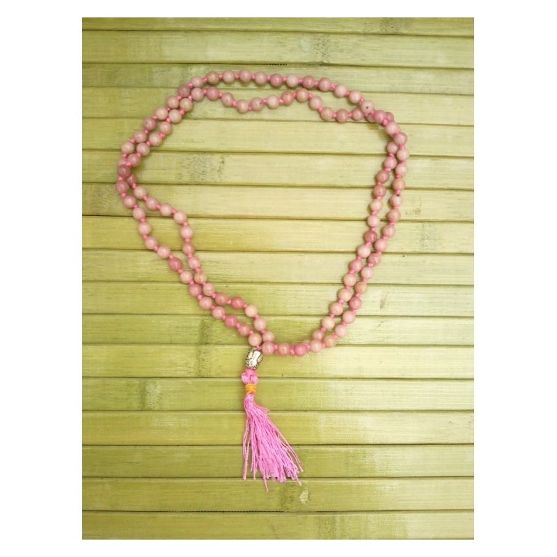 Mala Tibétain en Rhodochrosite 6mm noeuds