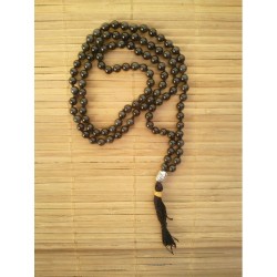 MALA TIBETAIN EN OBSIDIENNE 6mm Noeud