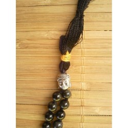 MALA TIBETAIN EN OBSIDIENNE 6mm Noeud