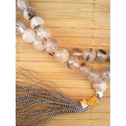 MALA TIBETAIN Quartz rutile clair 8mm