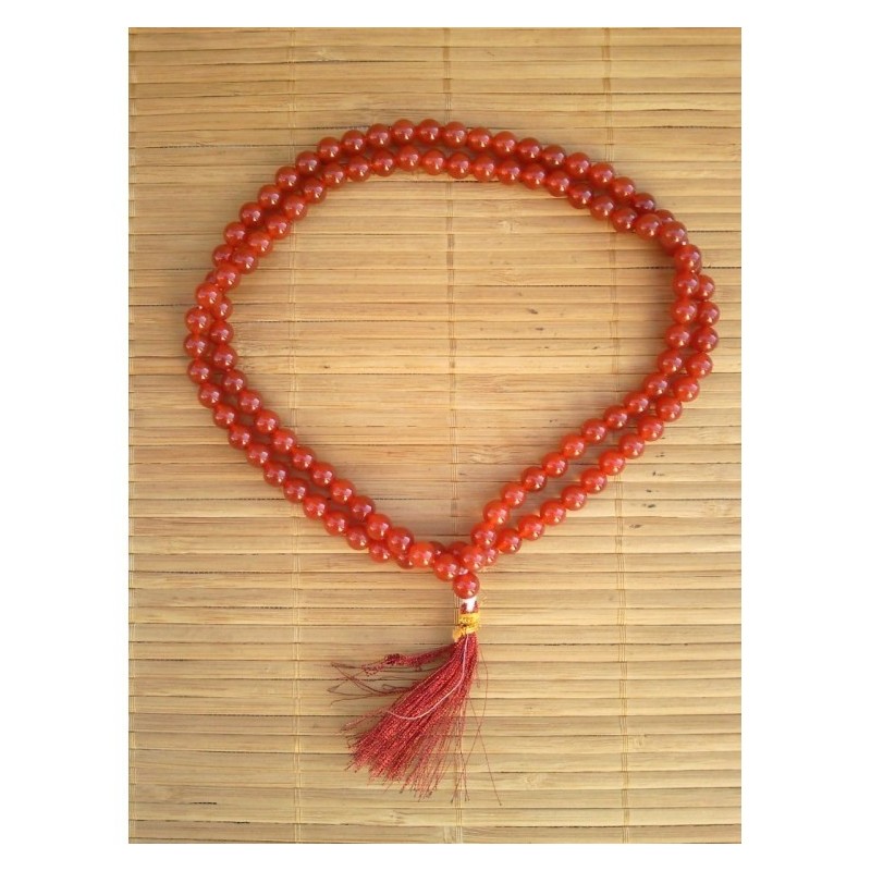 Mala tibétain synthétique 8mm couleur Cornaline