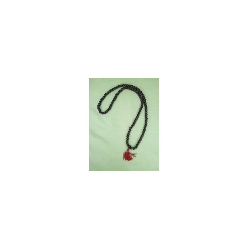MALA TIBETAIN BOIS DE SANTAL ROUGE perle 9-10mm pompom rouge