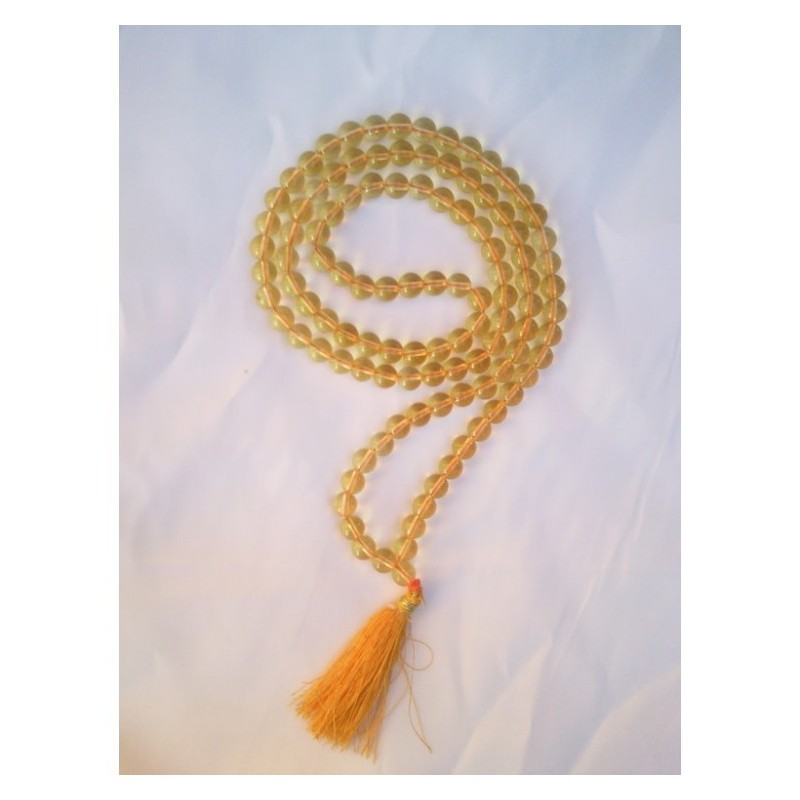 Mala Tibétain synthétique couleur Citrine 8mm