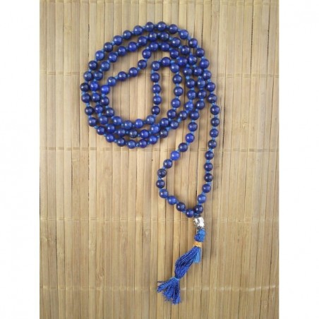 MALA TIBETAIN EN LAPIS LAZULI 6.5mm avec noeuds