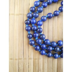 MALA TIBETAIN EN LAPIS LAZULI 6.5mm avec noeuds