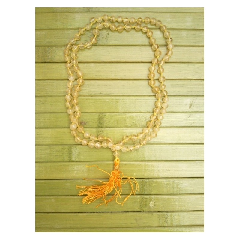 MALA TIBETAIN en CITRINE 6MM avec noeud