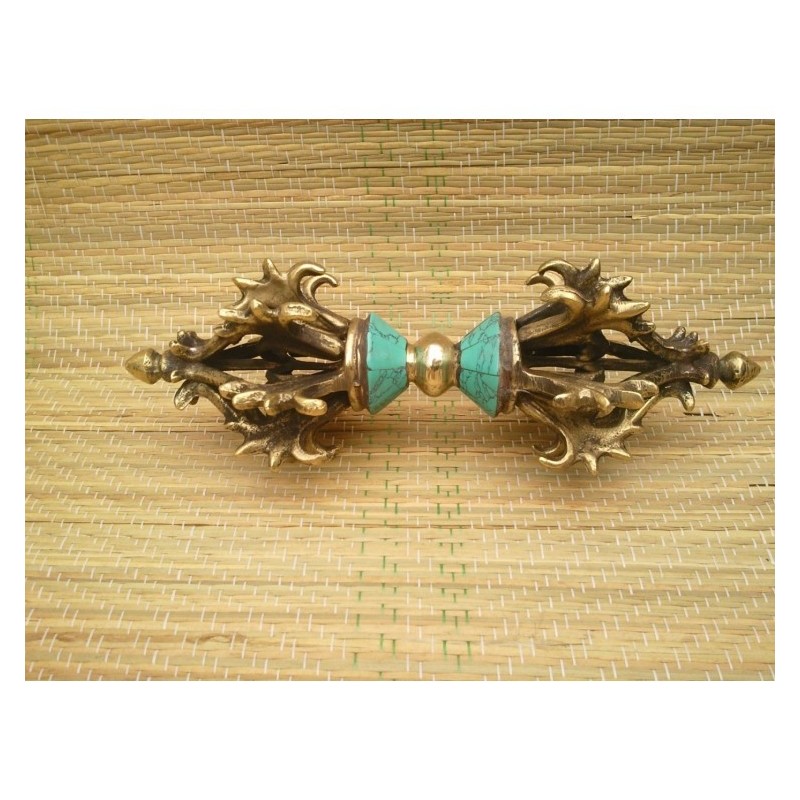 DORJE VAJRA TANTRIC TIBETAIN 16cm avec Turquoise