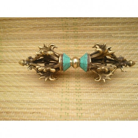 DORJE VAJRA TANTRIC TIBETAIN 16cm avec Turquoise