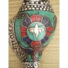 Conque ou Conche Tibétaine coquillage orné Turquoise