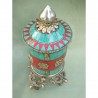 MOULIN A PRIERE TURQUOISE SOCLE DOUBLE DORJE 17.5CM