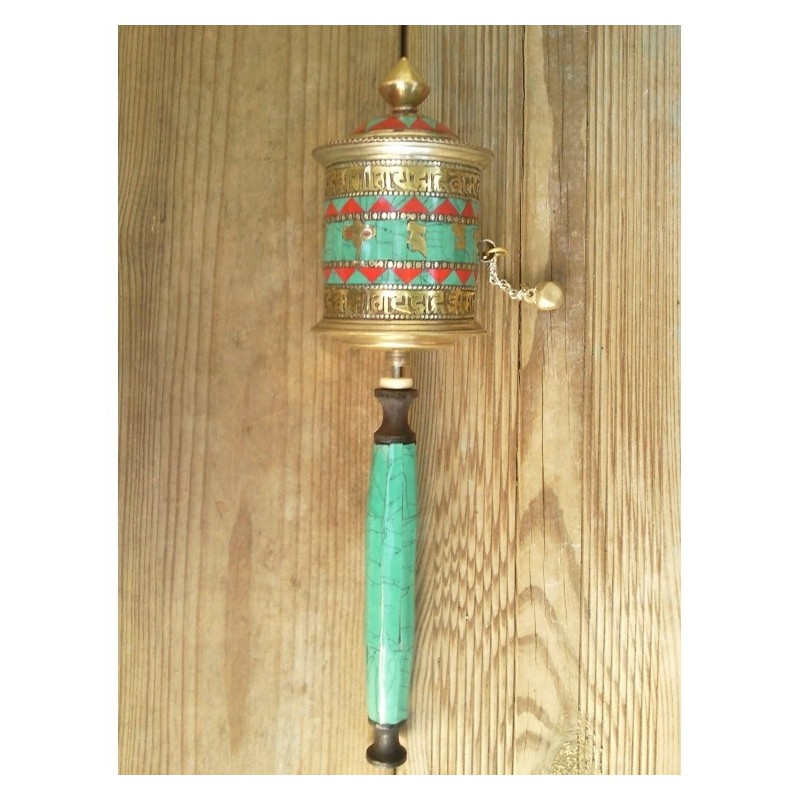 MOULIN A PRIERE TIBETAIN  TURQUOISE 29CM