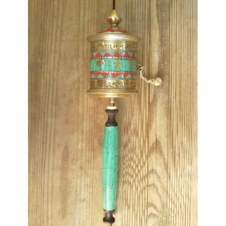 MOULIN A PRIERE TIBETAIN  TURQUOISE 29CM