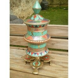 MOULIN A PRIERE TURQUOISE ET CORAIL 25cm