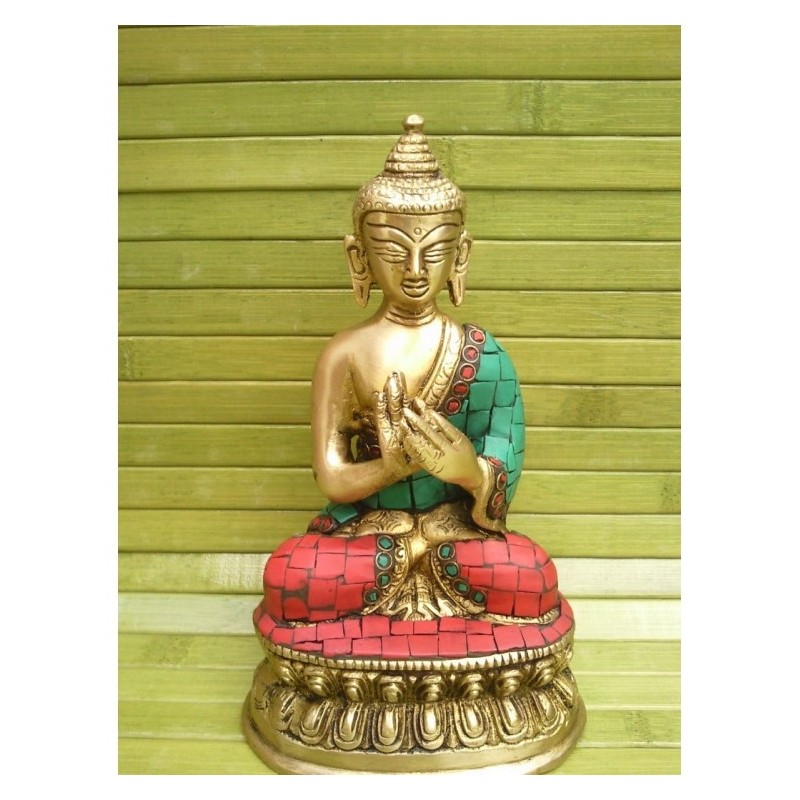 Statue de Bouddha  Vairochana 17cm Turquoise