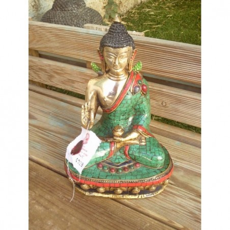 Statue de Bouddha  Amoghasiddhi 20cm turquoise