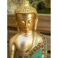 Statue de Bouddha  Médecine 20cm Turquoise Corail