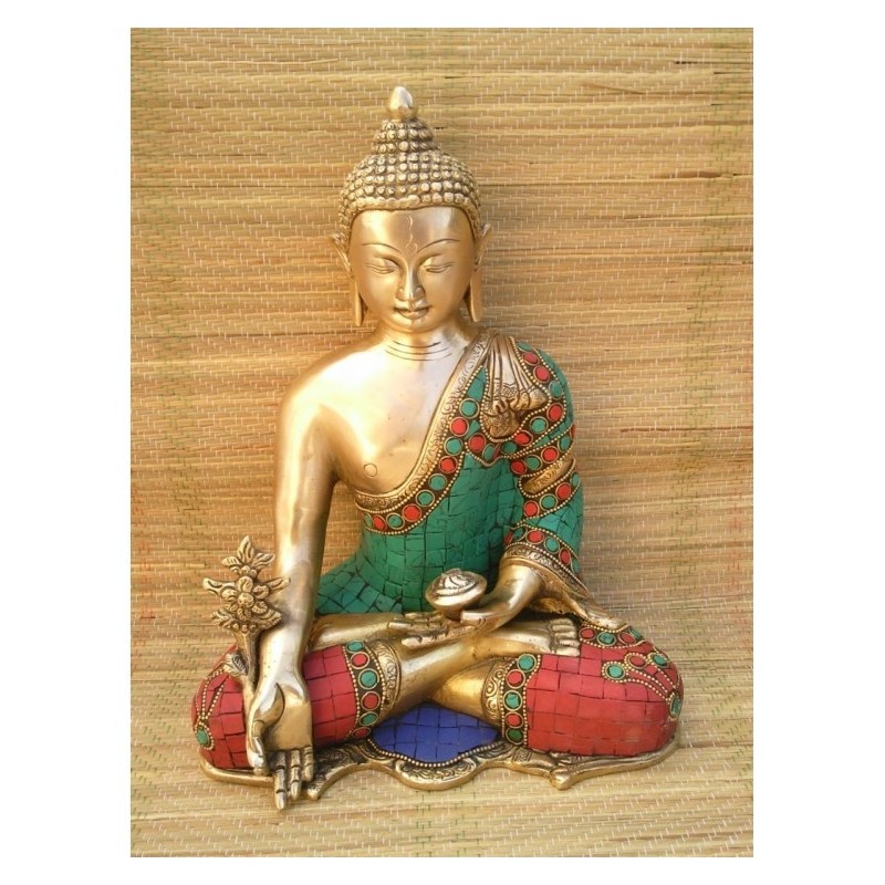 Statue de Bouddha  Médecine 27cm Turquoise