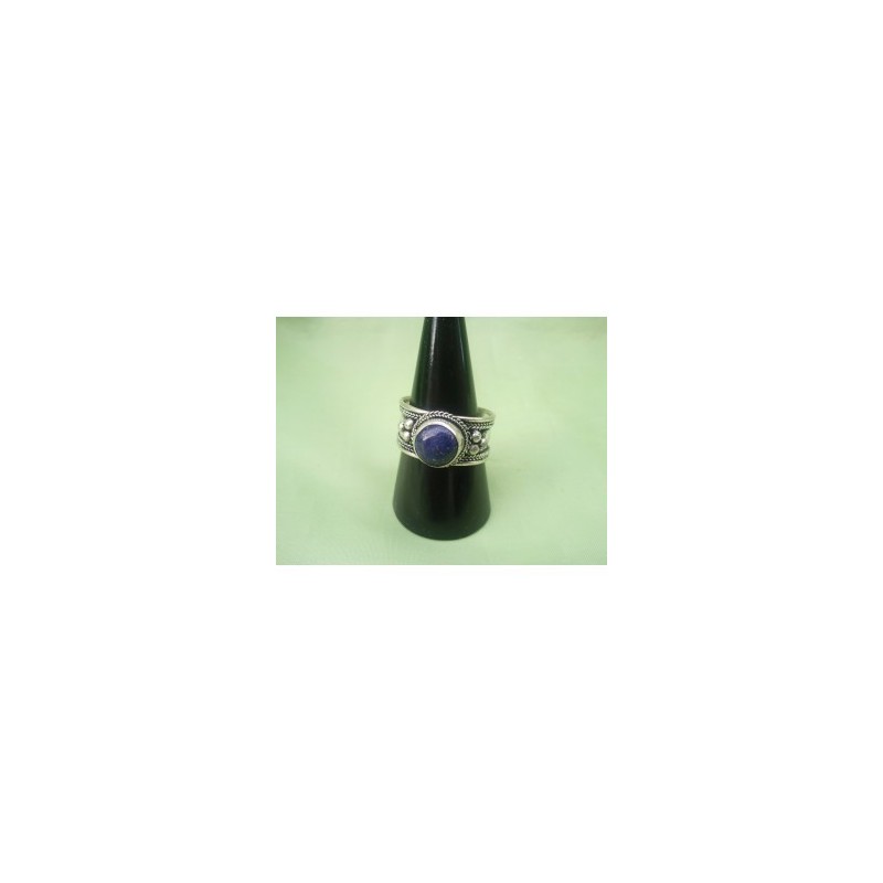 Bague Tibétaine Lapis Lazuli 1.2cm ronde