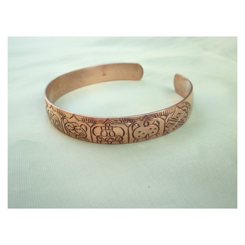 Bracelet Tibetain en cuivre 8 symboles