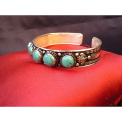 Bracelet Tibétain 5 turquoises 1.2cm