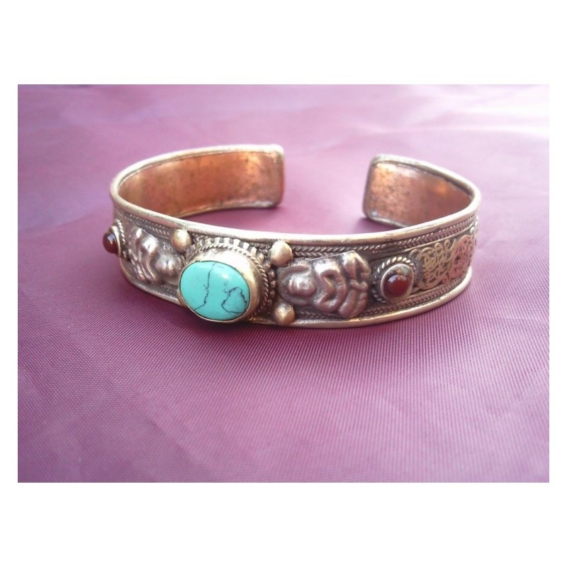 Bracelet Tibétain cuivre Turquoise filigrane 1