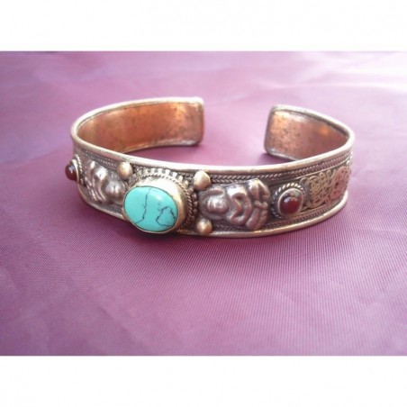 Bracelet Tibétain cuivre Turquoise filigrane 1
