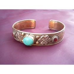 Bracelet Tibétain cuivre Turquoise filigrane 2