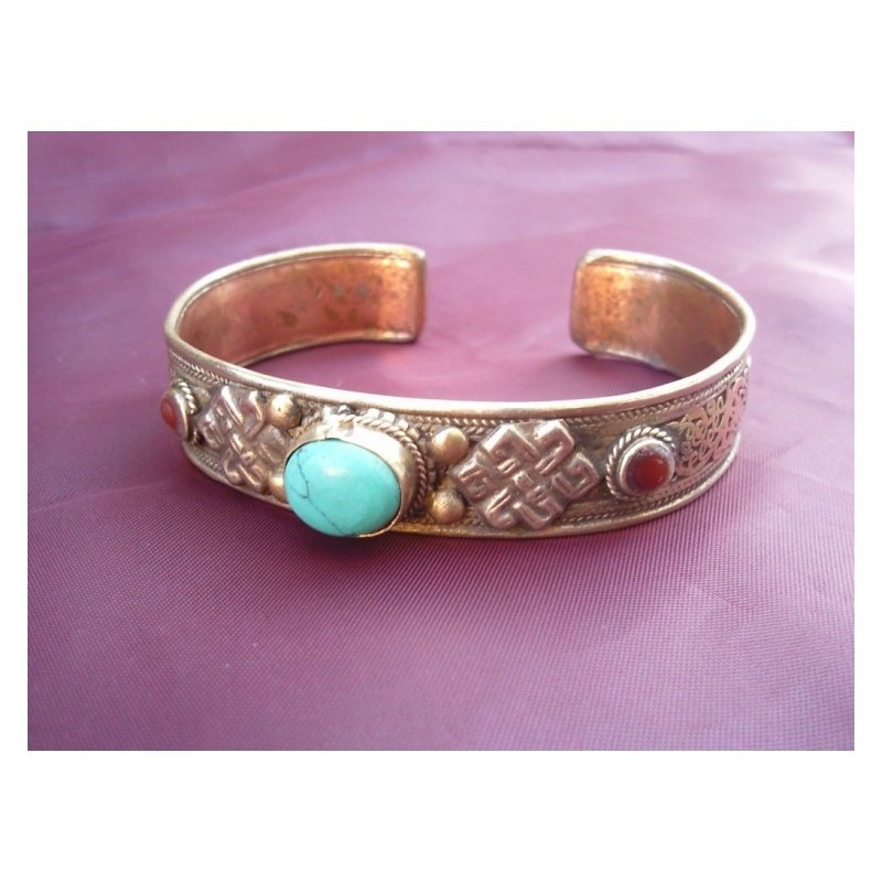 Bracelet Tibétain cuivre Turquoise filigrane 2